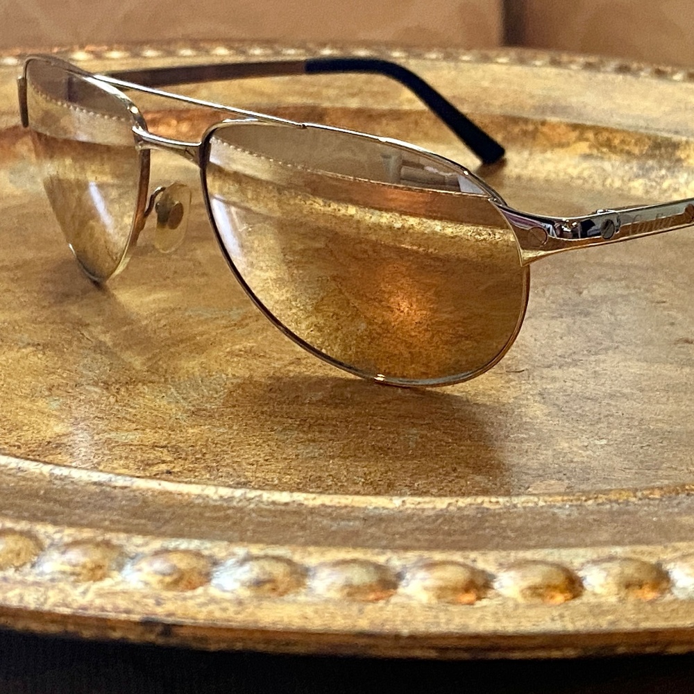 Cartier Santos Dumont Aviator Reflective Sunglasses w/Rivets